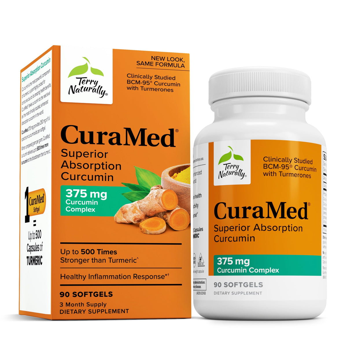 Terry Naturally CuraMed 375mg - Antioxidant Supplement for Brain & Immune Health Support - Dietary Supplement with Curcumin & Turmeric Essential Oil - Herbal Liver Support - 90 Softgels Terry Naturally buy supplements Au