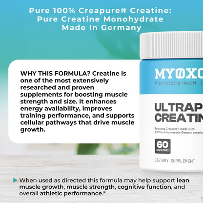 MYOXCIENCE Creapure® Creatine Monohydrate | Supports Strength & Muscle Mass, Cognition and Lean Body Mass | Unflavored 60 Servings MYOXCIENCE buy supplements Au