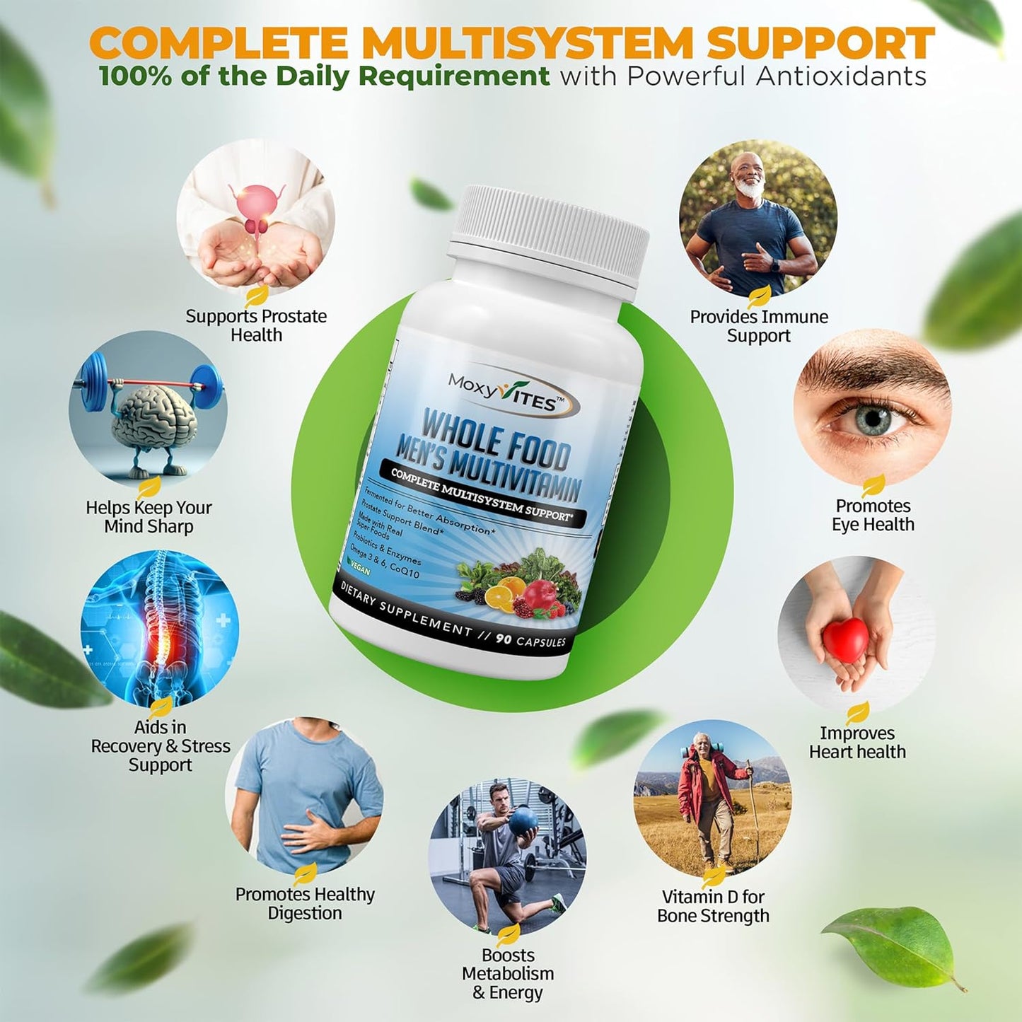 Methylated Mens Multivitamins - Daily Mens Vitamins with 44 Organic Whole Food - Multivitamin for Men with Iron & Fermented Nutrients - Vegan Daily Vitamin for Men with B-Complex, Probiotics, Omegas
