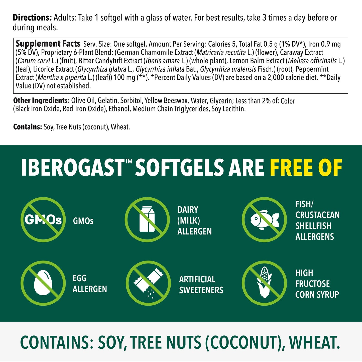 Iberogast Softgels, Herbal Relief of Stomach Upsets: Occasional Indigestion, Bloating, Gas, Nausea, Upset Stomach; 6-Herb Blend with Iberis Amara,