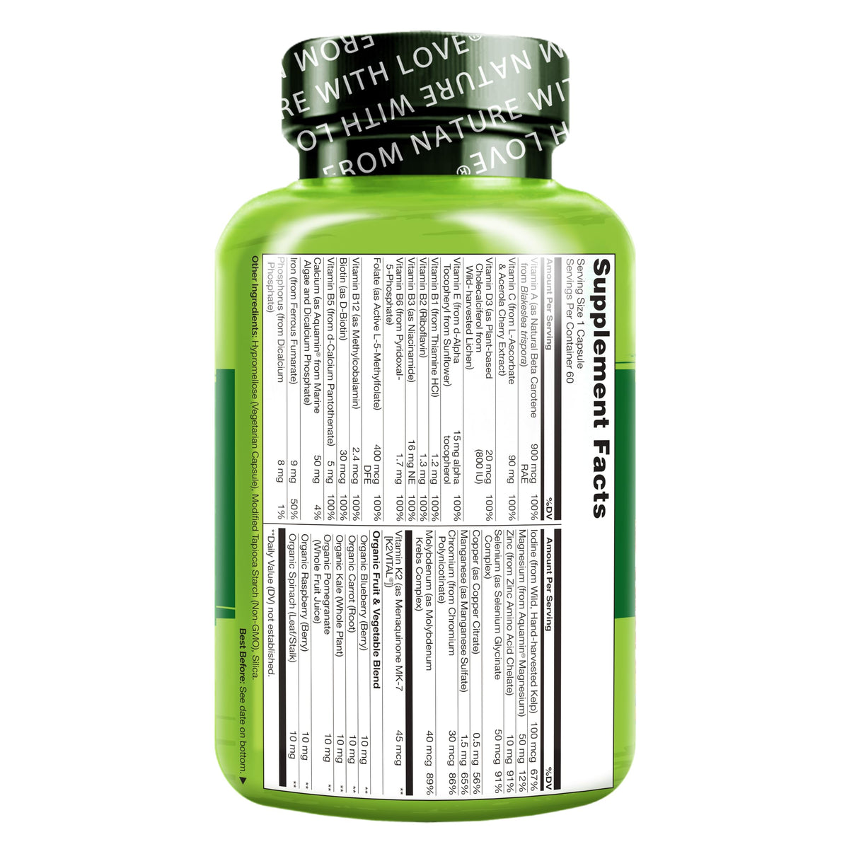 NATURELO One Daily Multivitamin for Women w/Vitamin B12, 60 Ct, Energy Support, Whole Food Daily Women Multivitamin Supplement, Nourish Hair/Skin/Nail, Non-GMO, No Soy, Gluten Free, 2 Month Supply NATURELO buy supplements Au
