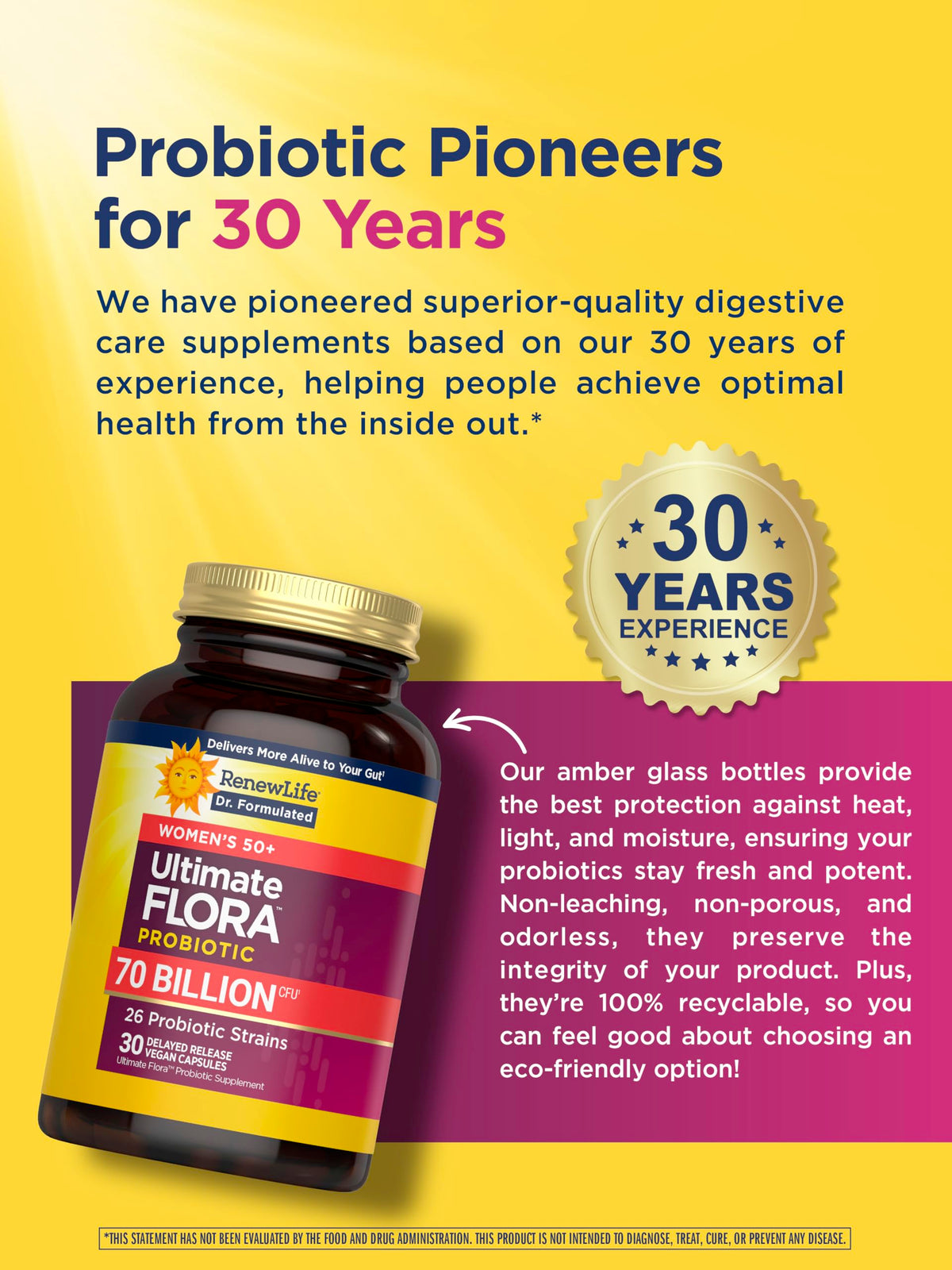 Renew Life Ultimate Flora Probiotics for Women 50+ 70 Billion CFU Delayed Release Vegan Capsules | Vaginal | Digestive Health | Immune Health | Dairy Free | 30 Count Renew Life buy supplements Au