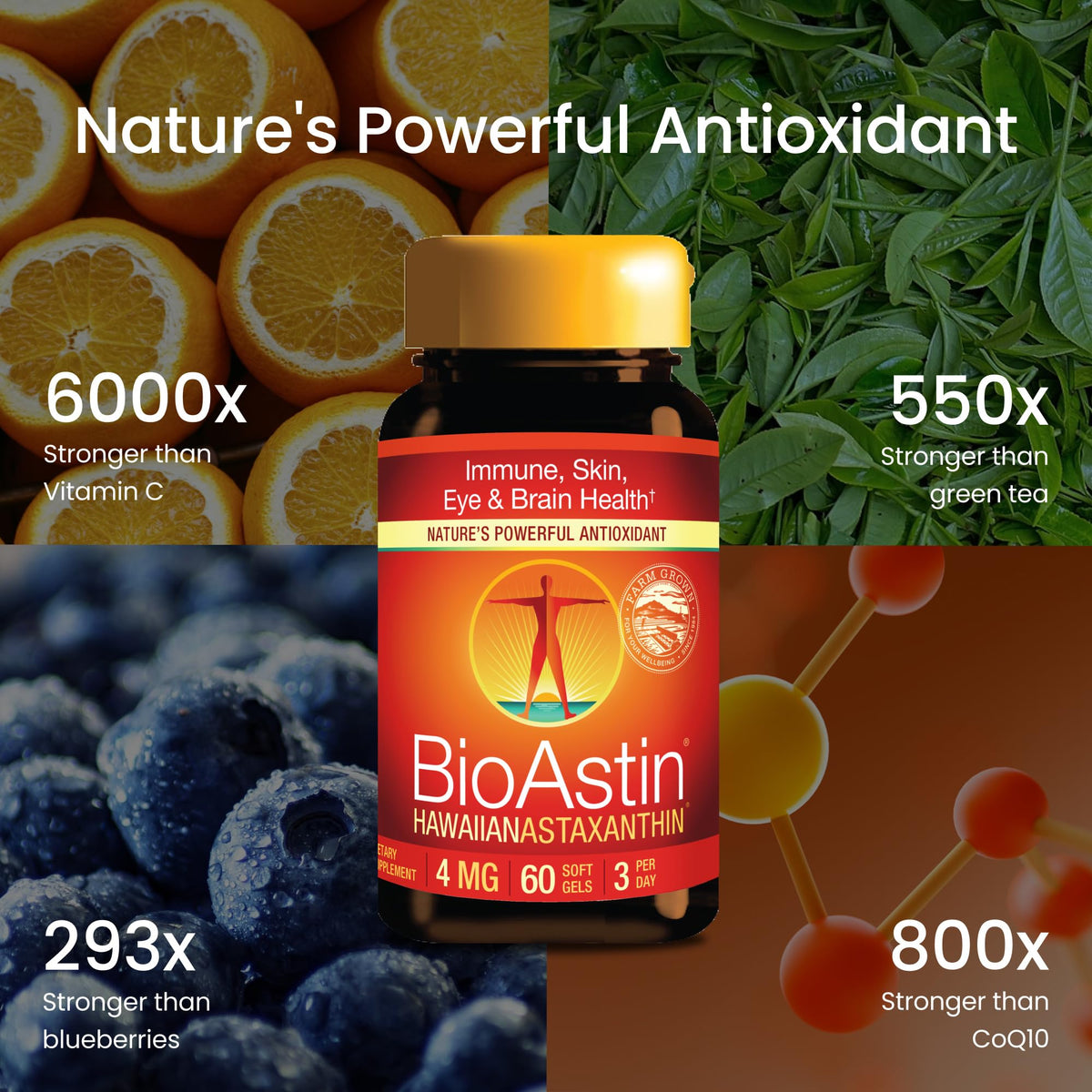 Nutrex Hawaii BioAstin Hawaiian Astaxanthin - 4mg, 60 Softgels - Farm-Direct Premium Antioxidant Supplement to Support Eye, Skin, Joint & Immune System Health - Non-GMO & Gluten-Free Nutrex Hawaii buy supplements Au