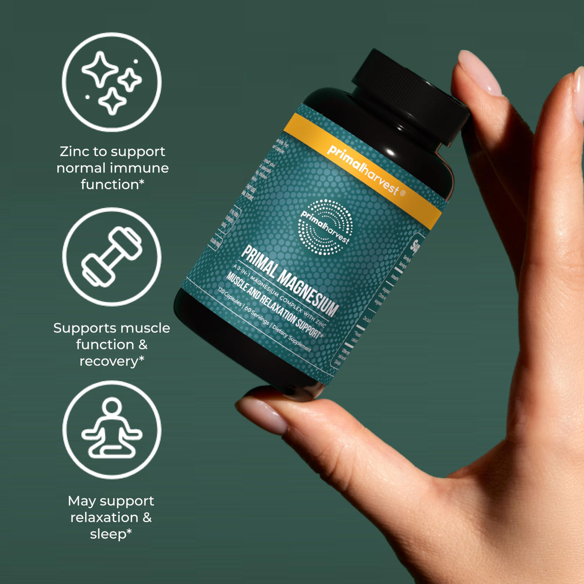 Primal Harvest Magnesium Supplement Complex 310mg by Primal Harvest with Magnesium Glycinate, Citrate, Malate, and Zinc 2 Pack, 240 Capsules Primal Harvest buy supplements Au