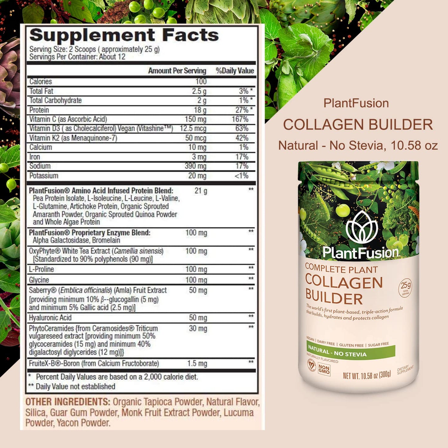 PlantFusion Vegan Collagen Powder - Plant Based Collagen Protein Powder For Muscle & Joints, Hair, Skin & Nails - Keto, Gluten Free, Soy Free, Non-Dairy, No Sugar, Non-GMO - Unflavored 10.58 oz PlantFusion buy supplements Au