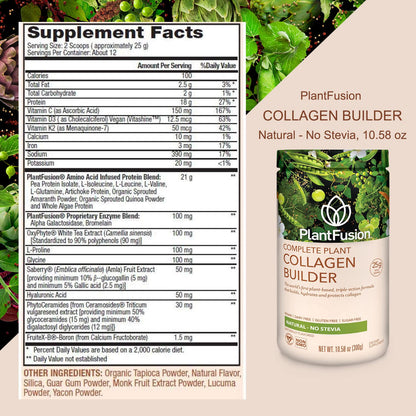 PlantFusion Vegan Collagen Powder - Plant Based Collagen Protein Powder For Muscle & Joints, Hair, Skin & Nails - Keto, Gluten Free, Soy Free, Non-Dairy, No Sugar, Non-GMO - Unflavored 10.58 oz PlantFusion buy supplements Au
