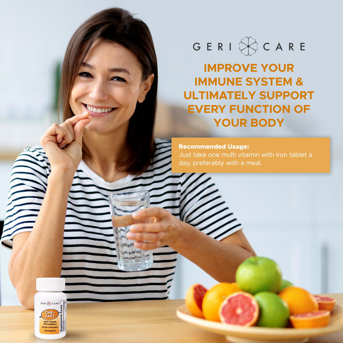 One-Daily Multivitamins with Minerals for Men & Women (100 Tablets) by GeriCare| High-Potency Multi-Vitamin & Multimineral Dietary Supplement for Immunity, Energy| Complete Daily Nutritional Support GeriCareBuy Supplements Australia