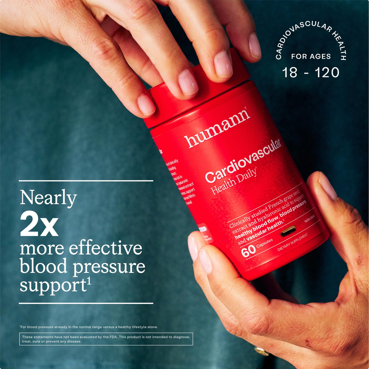 Humann Cardiovascular Health Daily, 4-in-1 Vascular & Blood Pressure Support, Grape Seed Extract Capsules & Hyaluronic Acid Circulation Supplements, Plant-Based Non-GMO, 60 Capsules Humann buy supplements Au