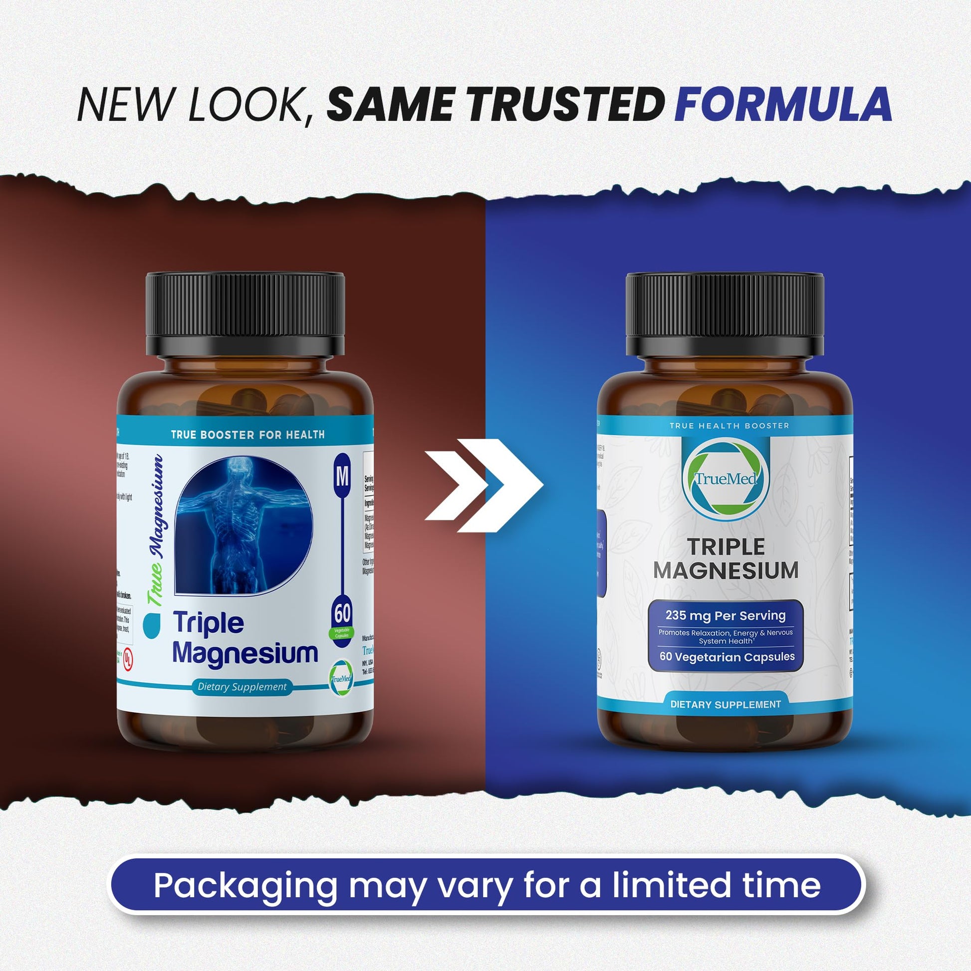 Truemed Triple Magnesium Complex Supplement 235mg with Magnesium Citrate, Malate & Lysinate Chelate | Magnesium Supplement for Sleep, Muscle Relaxation, Energy & Nerve Support | 60 Capsules, USA Made TRUEMED buy supplements Au