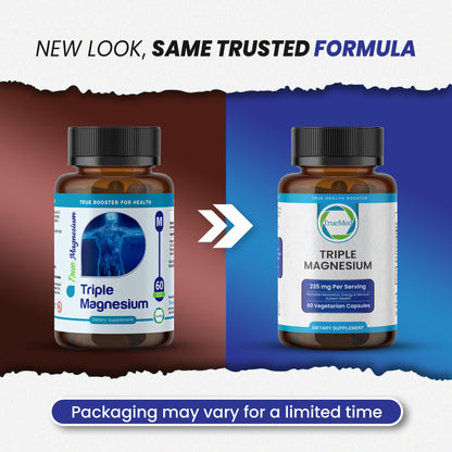 Truemed Triple Magnesium Complex Supplement 235mg with Magnesium Citrate, Malate & Lysinate Chelate | Magnesium Supplement for Sleep, Muscle Relaxation, Energy & Nerve Support | 60 Capsules, USA Made TRUEMED buy supplements Au
