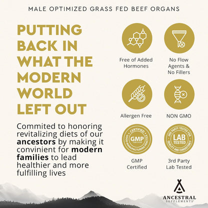 Ancestral Supplements Beef Liver & Mofo Bundle for Men – Supports Energy, Strength, Hormone Health & Vitality – Grass Fed, Pasture Raised Beef Organ Multivitamin with Targeted Nutrients