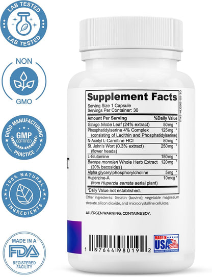 Magnesium Bisglycinate + Brain Support Complex Bundle | Focus, Memory, Calm, Cognitive Function, Muscle Relaxation & Daily Wellness