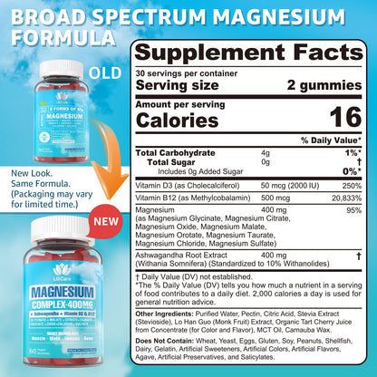 Sugar Free Magnesium Complex for Women, Calm Magnesium Gummies for Adults 400mg, Magnesium Glycinate, Citrate, Malate & More- Magnesium Gummy with Magnesium Ashwagandha, D3, B12 for Relax, Calm, Vegan LILICARE buy supplements Au