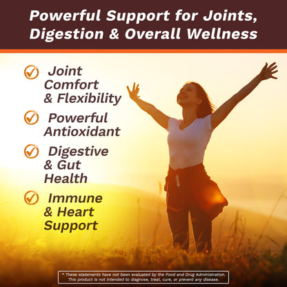 Life's Fortune Organic Turmeric Curcumin with Black Pepper and Ginger, Enhanced Absorption, Extra Strength Supplement, Joint & Immune Support, Non-GMO, 180 Cap - 2250mg