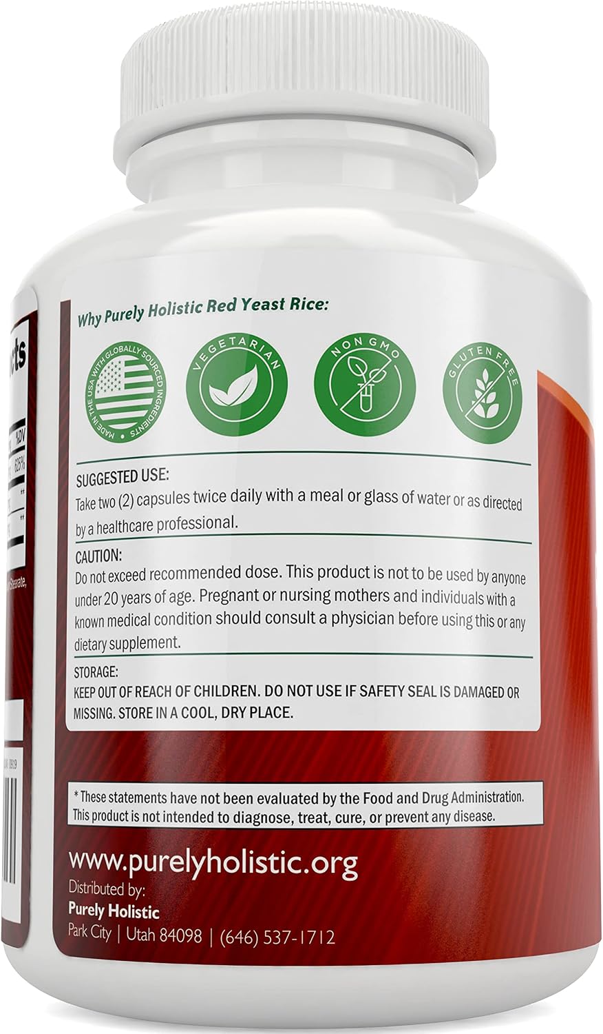Red Yeast Rice 1200mg & Niacin + Organic Turmeric Curcumin 700mg & Bioperine Providing 95% Curcuminoids - 240 Vegetarian Capsules