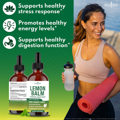 NEW AGE Lemon Balm Tincture - Mood Support Supplement - Lemon Balm Leaf Extract Drops - Vegan, Sugar & Alcohol-Free Calming Supplement - 4 fl oz