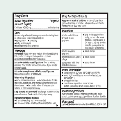 ValuMeds 24-Hour Allergy Medicine Antihistamine for Pollen, Hay Fever, Dry, Itchy Eyes, Allergies | Cetirizine HCl 10mg Caplets, Compare to Leading Brand (300 Count) ValuMeds buy supplements Au