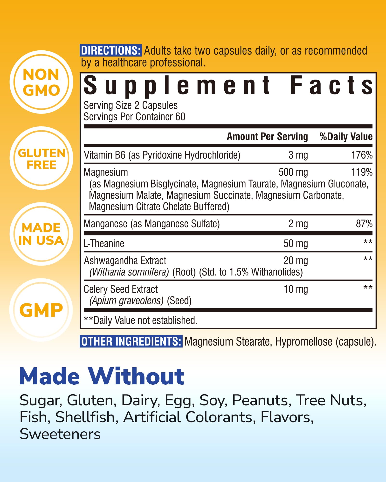 Vitalibre Magnesium Complex Supplement 500mg + Ashwagandha, L-Theanine, Vitamin B6 & Celery, High Absorption Magnesium Glycinate, Citrate, Malate, Sleep & Bone Support, 120 Vegan Capsules Vitalibre buy supplements Au