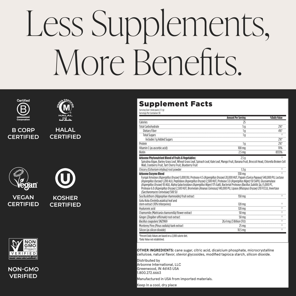 Arbonne GreenSynergy Elixir – Citrus-Flavored Greens Powder with 13 Digestive Enzymes, Vegan Collagen Builder, Probiotics, and Prebiotics – Supports Gut Health and Digestion – 30 Stick Packs ArbonneBuy Supplements Australia