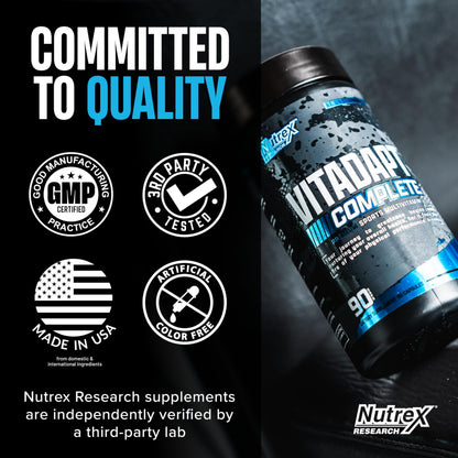 Nutrex Research Vitadapt Complete Sports Multivitamin for Men - 24 Vitamins, KSM-66 Ashwagandha and Minerals for Athletes - Mens Multivitamin (90 Capsules) Nutrex Research buy supplements Au