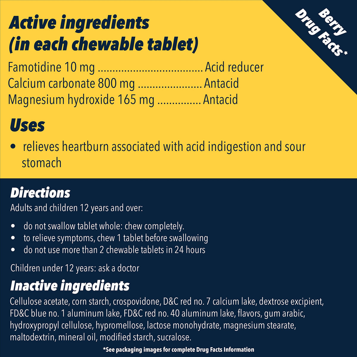 Pepcid Complete Acid Reducer + Antacid Chewable Tablets, 10mg Famotidine, 800mg Calcium Carbonate & 165mg Magnesium Hydroxide per Heartburn Medicine Tablet, Antacid Chews, Berry Flavored, 70 ct Pepcid buy supplements Au