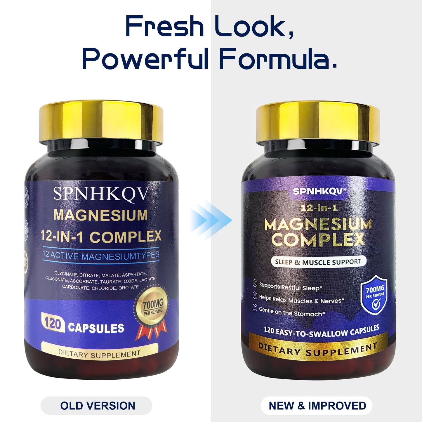 SPNHKQV Magnesium 12-in-1 Complex Supplement – 700mg High Absorption Magnesium Glycinate Capsules for Women & Men – Muscle, Nerve & Sleep Support – 120 Vegan Capsules SPNHKOV buy supplements Au