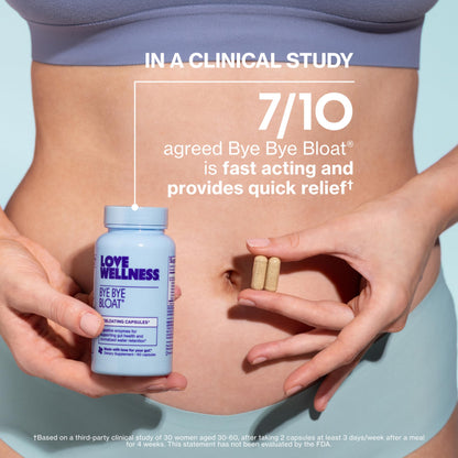 Love Wellness Bye Bye Bloat | Digestive Enzymes for Fast Acting Bloating Relief for Women | Helps Reduce Water Retention & Gas Relief | Supports Digestive Health with Fenugreek & Dandelion | 60 Count Love Wellness buy supplements Au