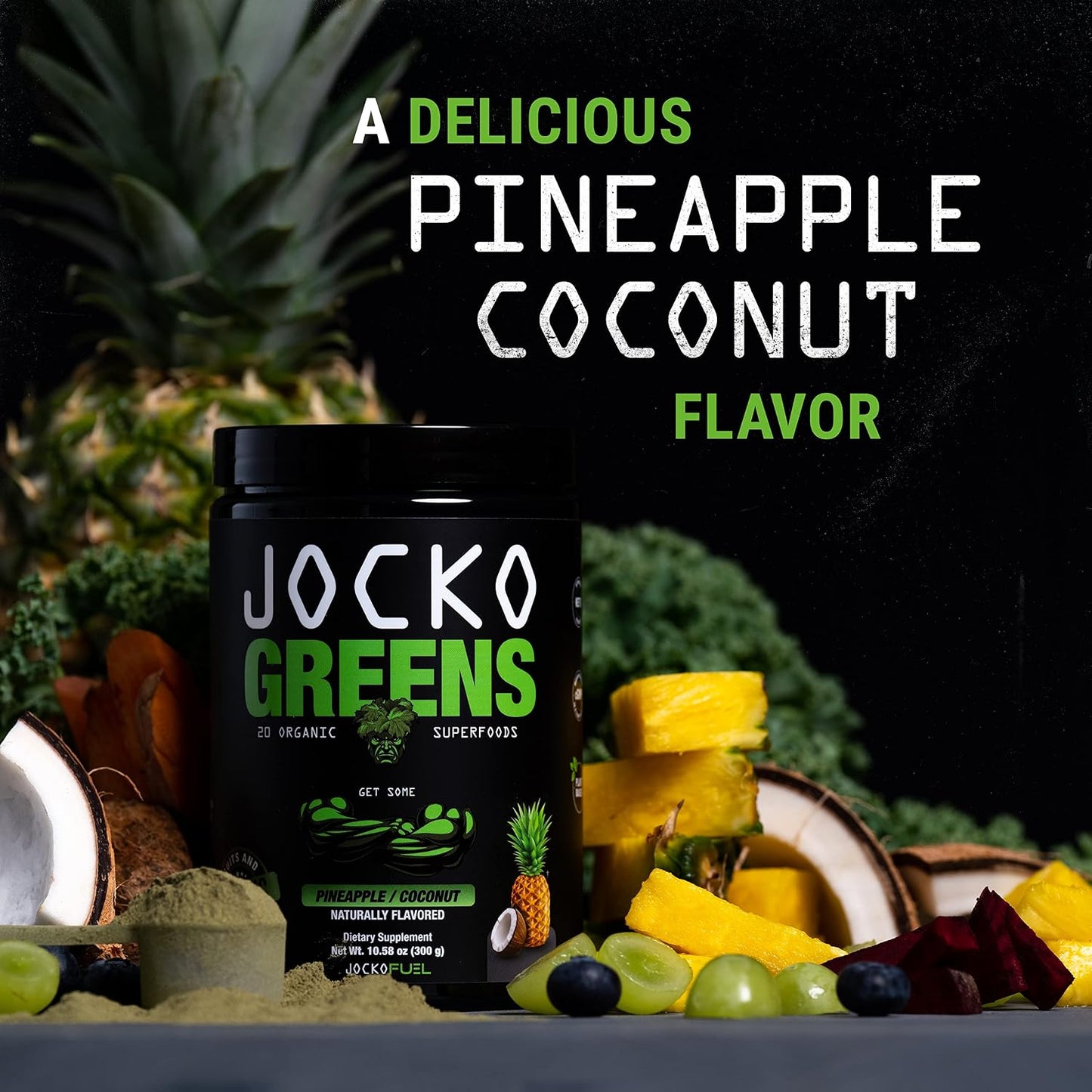 Jocko Fuel Greens Powder Bundle - Greens & Superfood Powder for Healthy Green Juice - Keto Friendly with Spirulina, Chlorella, Digestive Enzymes, & Probiotics - 60 Servings