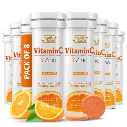 SIGNIFY NATURE Vitamin C 1000mg Effervescent Tablets - Potent Immune Support VIT C with Zinc Supplement - Sugar-Free & Vegan Formula | Dissolvable Vitamin C Tablets - Water Soluble Fizzy Elixir - 80CT SIGNIFY NATURE buy supplements Au