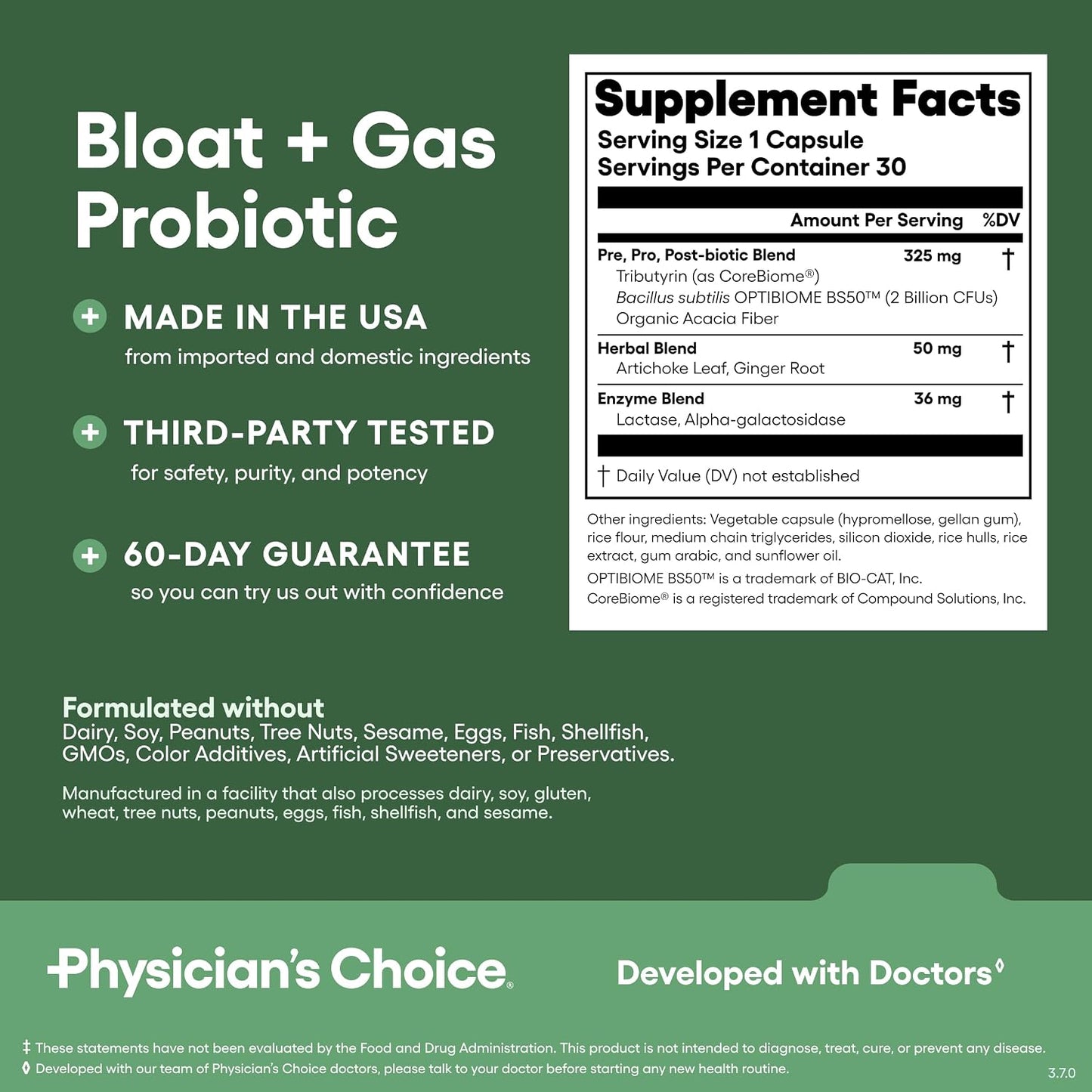 Physician's CHOICE Gut Value Bundle: 60 Billion Probiotic 30ct + Bloat & Gas Probiotic 30ct + Digestive Enzymes 90ct