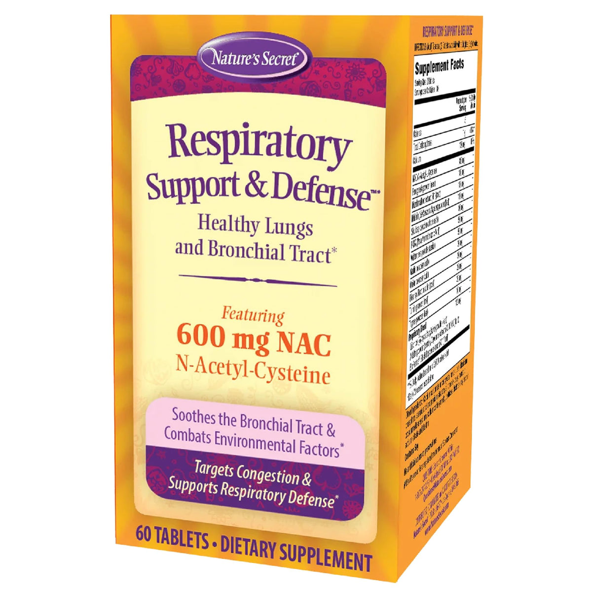 Nature's Secret Respiratory Support & Defense - 60 Tablets - Promotes Healthy Lungs & Bronchial Tract - With NAC, Fenugreek & Marshmallow - 30 Total Servings Nature's SecretBuy Supplements Australia