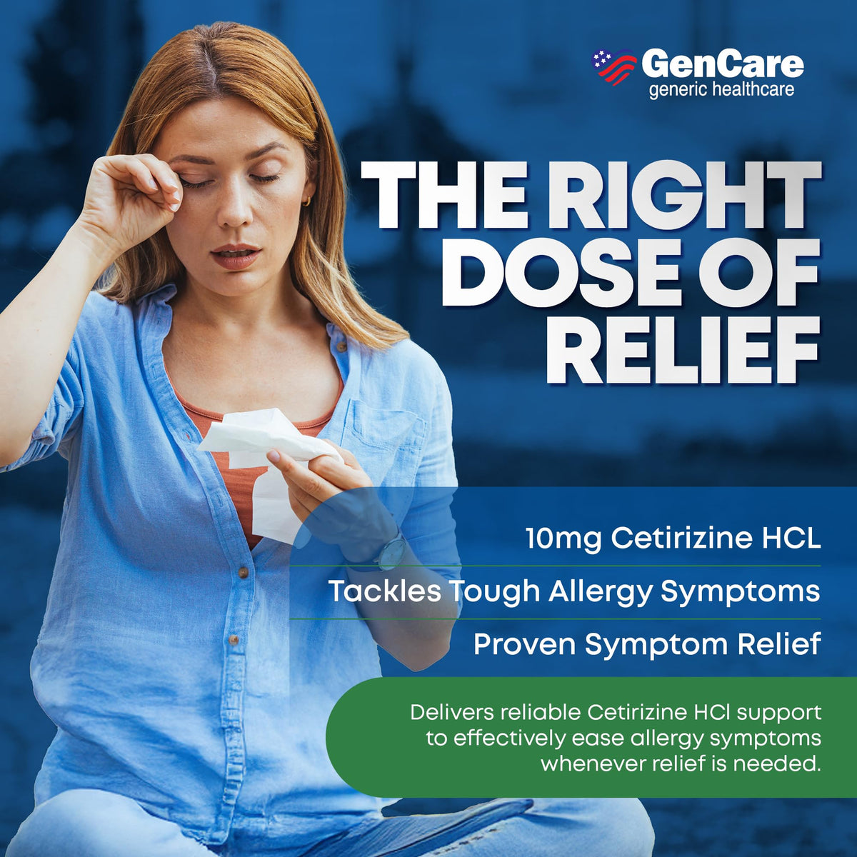 GenCare - Cetirizine HCL 10 mg (200 Caplets) - 24 Hour Allergy Relief Pills - Non Drowsy Generic OTC Allergy Medication - Antihistamine Medicine for Sneezing, Runny Nose & Itchy Eyes - Generic Zyrtec GenCare buy supplements Au