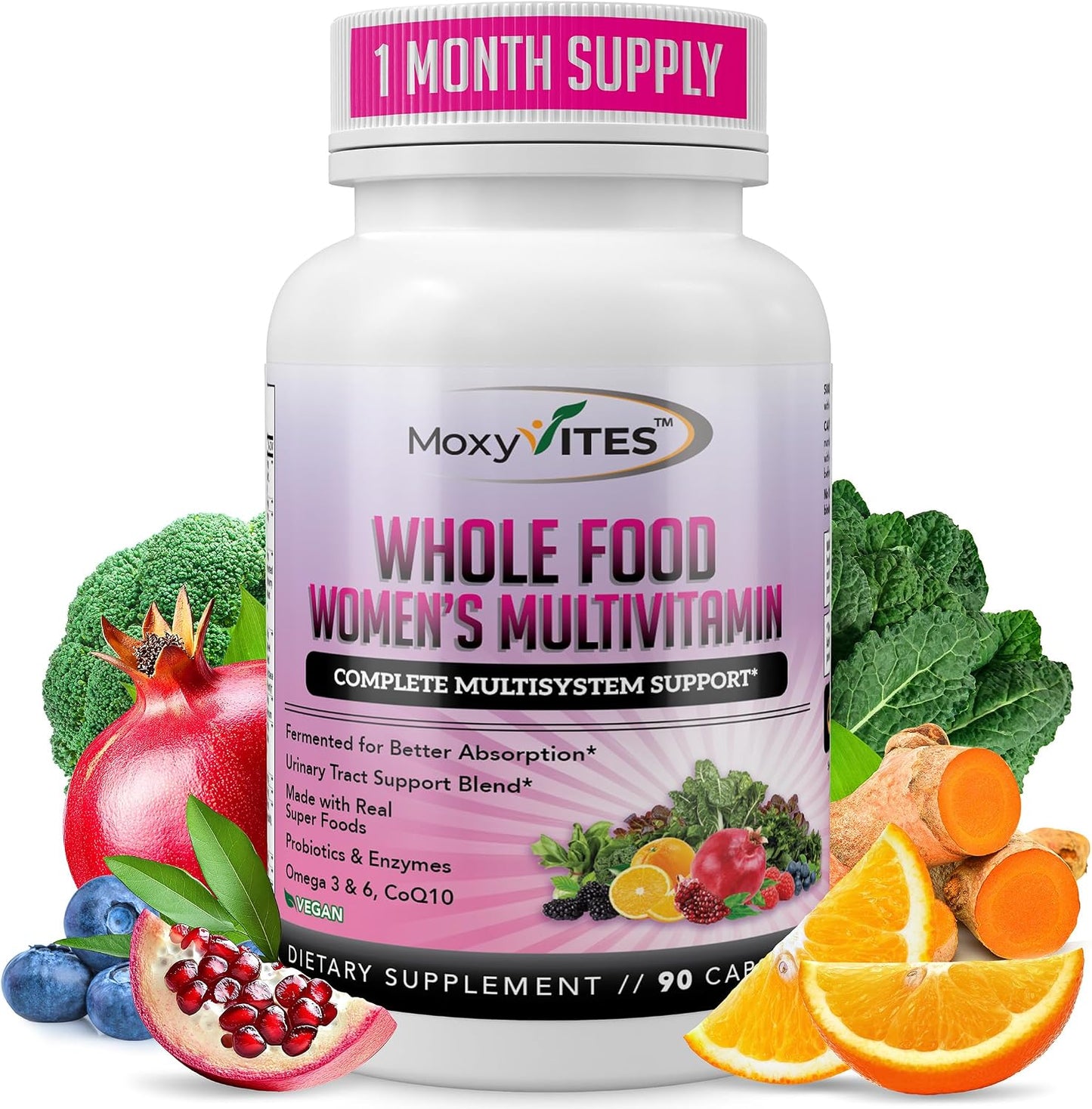 Methylated Multivitamin for Women with Iron - Womens Multivitamin with 44 Organic Whole Food & Fermented Nutrients - Daily Vitamin for Women Complete Multisystem Support, 90 Vegan Caps, Non GMO