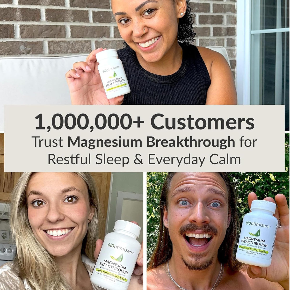 BIOptimizers Magnesium Breakthrough Supplement with 500mg - 7 Forms of Magnesium: Glycinate, Malate, Citrate, and More - Natural Support for Sleep and Cognitive Function -60 Capsules- Calming Vitamins BIOptimizers buy supplements Au