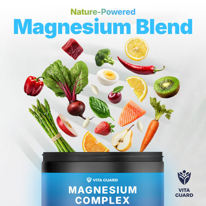 Vita Guard Magnesium Complex 1480mg – 10-in-1 with Glycinate, Citrate, Malate & More – High Absorption – Sleep, Muscle, Nerve & Heart Support – 90 Vegan Capsules – Non-GMO, Gluten-Free, No Sugar Vita Guard buy supplements Au