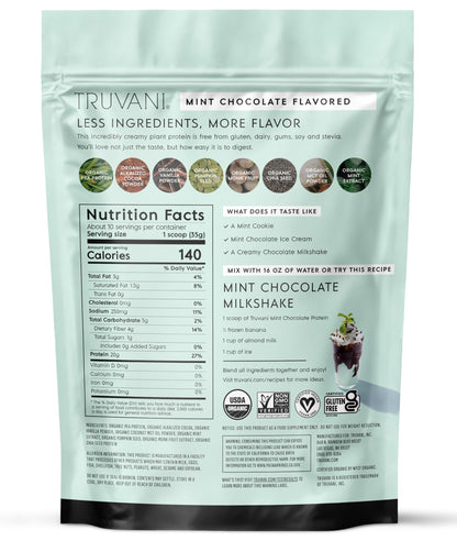Truvani Organic Plant Based Protein Powder | Vanilla Chai | 10 Servings | Vegan | 20g Pea Protein | Keto | Gluten & Dairy Free | Low Carb | No Added Sugar