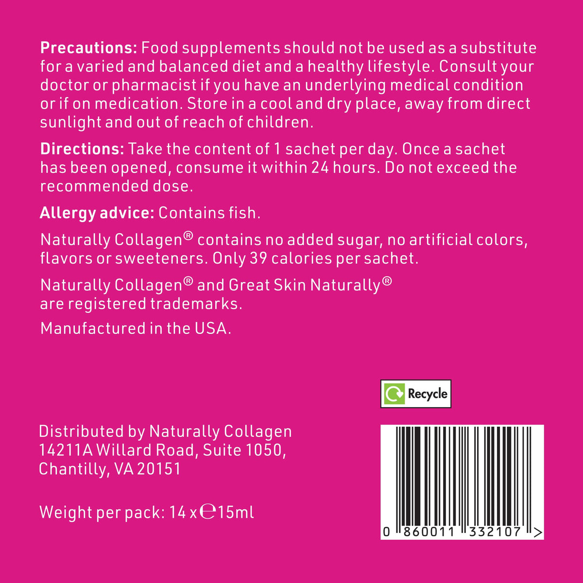 Naturally Collagen - Premium Hydrolyzed Liquid Marine Collagen Supplement - 8000mg of Collagen per Sachet Plus 180mg VIT C - Natural Tropical Fruit Flavour - 14 Sachets per Box Naturally Collagen buy supplements Au