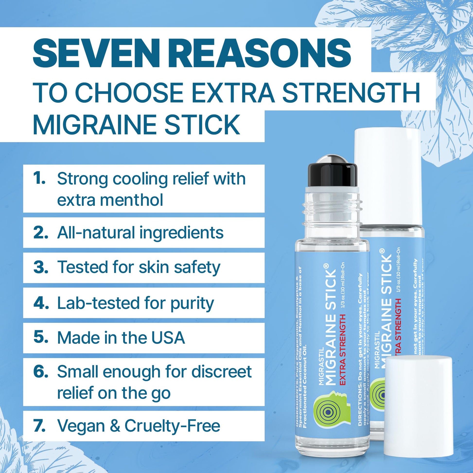 Basic Vigor Migrastil Extra Strength Migraine Stick Advanced Formula, Strong Aromatherapy Roll On Includes Menthol, Essential Oils, No Lavender, Made in The USA. Basic VigorBuy Supplements Australia