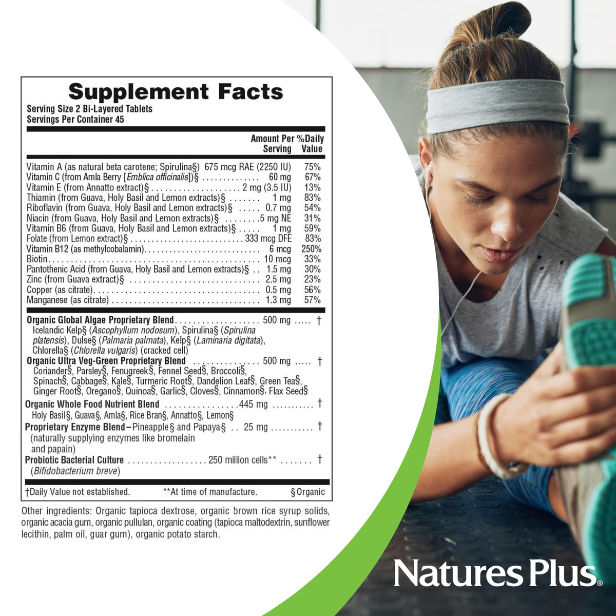 NaturesPlus Ultra Juice Green - 90 Bi-Layered Tablets - Supports Immune Health, Digestion & Energy Production - Organic, Non-GMO, Vegan, Gluten Free - 45 Servings NaturesPlus buy supplements Au