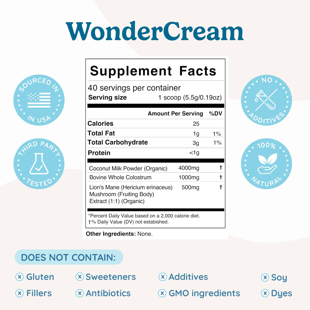 WONDERCOW Bovine Colostrum Superfood Creamer Supplement Powder w/Organic Lions Mane Mushroom & Coconut Milk Powder MCTs | Functional Sugar Free Keto Coffee, Smoothie & Drink Mix Unsweetened WONDERCOWBuy Supplements Australia