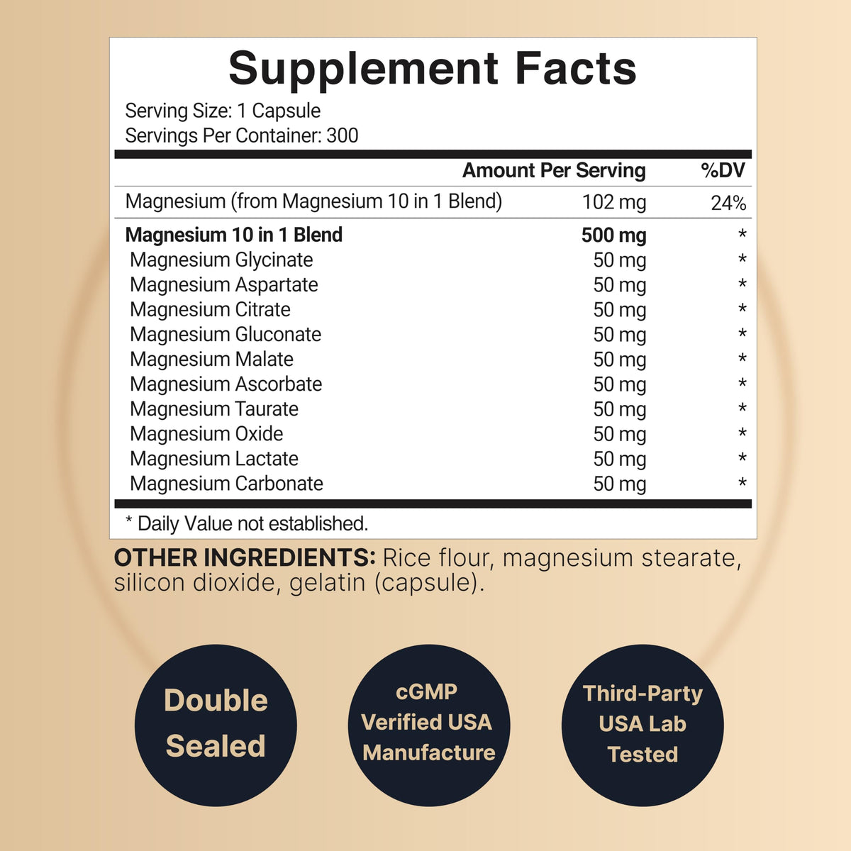 Magnesium Complex 500mg, 300 Capsules | 10-in-1 Magnesium Glycinate, Citrate, Malate & More | Chelated Form for Easy Absorption | Non-GMO NatureBellBuy Supplements Australia