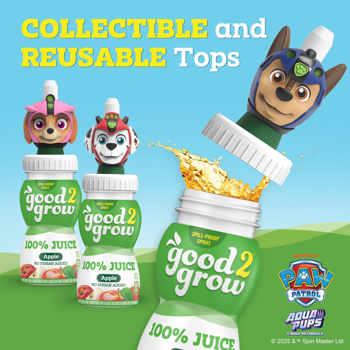 good2grow Apple Juice - 100% Juice Drinks for Kids, Fruit Juice No Sugar Added, 6 Fl Oz Juice Bottles with Spill-Proof PAW Patrol Character Tops (3 Pack) good2grow buy supplements Au
