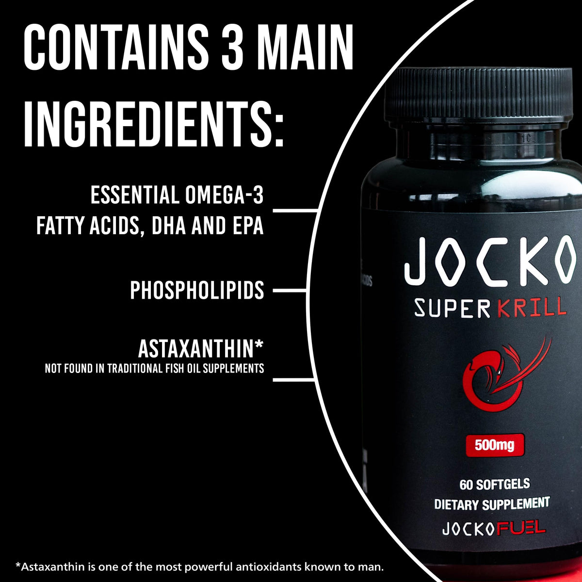 Jocko Fuel Antarctic Krill Oil Omega 3 Fatty Acid Supplements DHA & EPA - 1000mg Softgels - Supports Joints, Mobility & Mental Function (60 Softgels) Jocko FuelBuy Supplements Australia