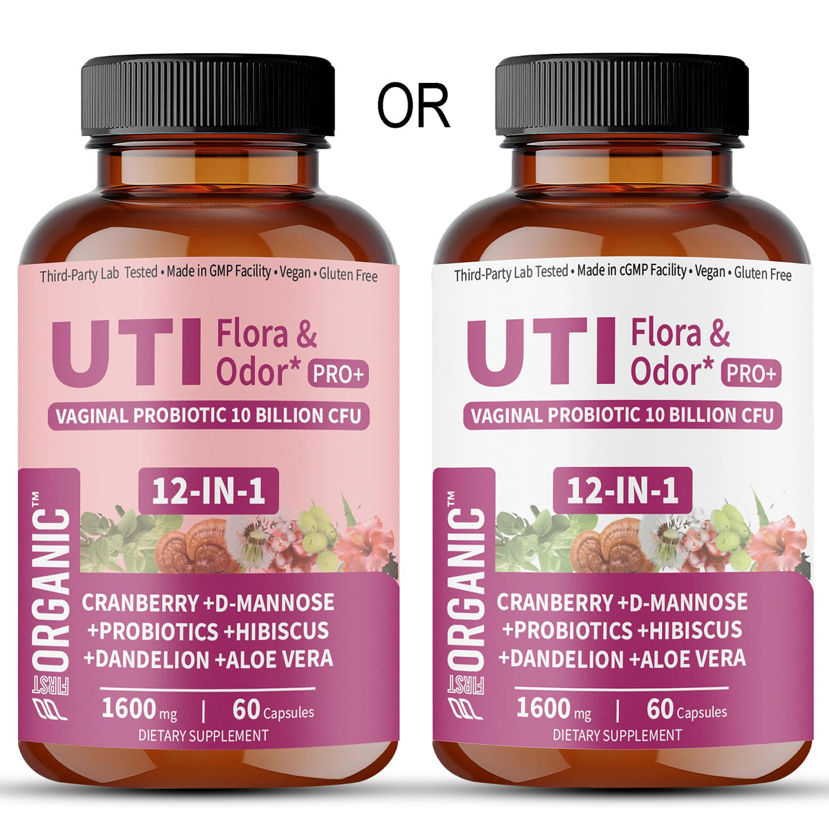 UTI Flora & Odor Pro+ & UTI Yeast & pH Pro+ | Pack of 2 | Vaginal Probiotics for Feminine Hydration & Freshness Support | Third-party Tested, cGMP Facility, Vegan, Non-GMO, Gluten-Free | 60+60 Caps FIRSTORGANIC buy supplements Au