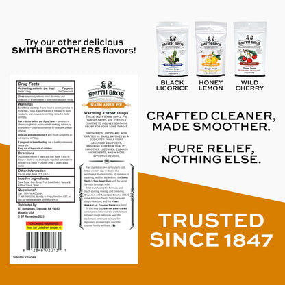 Sore Throat Lozenges with Pectin by Smith Brothers (Warming Apple Pie, 90 Count): Vintage Candy Throat Drops - The Original American Cough Drop