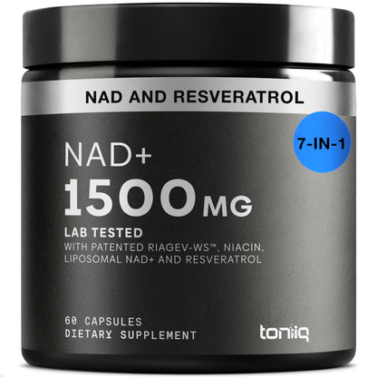 Toniiq Liposomal NAD+ and Resveratrol Supplement - 1500mg Ultra High Strength NAD Supplement - Clinically Studied Ingredients with Patented RiaGev-WS™, Resveratrol, and Niacin - 60 Capsules Toniiq buy supplements Au