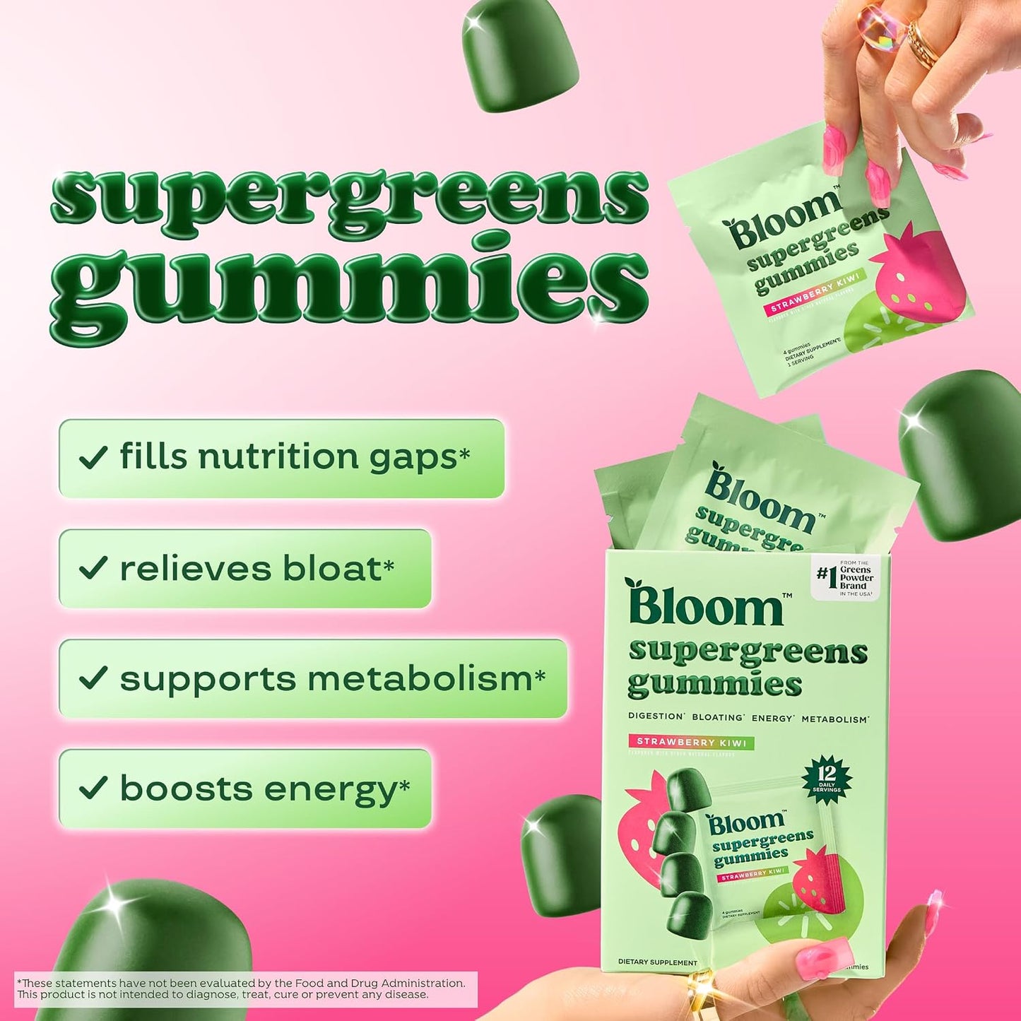 Bloom Strawberry Watermelon Clear Protein and Greens Gummies Bundle