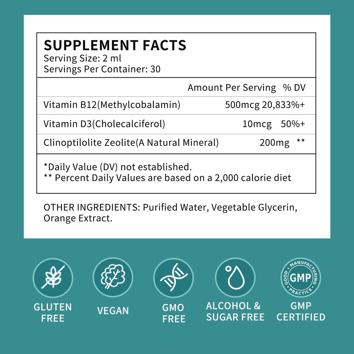 Zeolite Drops for Women,Adults and Kids- Clinoptilolite Zeolite Liquid Drops with Vitamin B12 & D3 - Heavy Metal Support, Immune Health, Natural Metabolism, Energy & Clear Skin - 30 Day Vegan Supply HerbanceBuy Supplements Australia