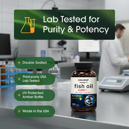 NatureBell Omega-3 Fish Oil - 180 Softgels - Support for Joint, Brain & Heart Health* - with EPA & DHA - No Burps or Fishy Aftertaste - Non-GMO & Mercury-Free Formula - Lemon Flavor NatureBell buy supplements Au