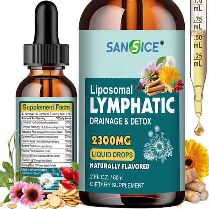 Organic Lymphatic Drainage Drops - Lymphatic Drainage Supplement with Echinacea for Lymph System Support, Elderberry, Astragalus, Cleavers, Burdock & Dandelion for Lymphatic Cleanse & Detox-2 Fl Oz SANSICE buy supplements Au